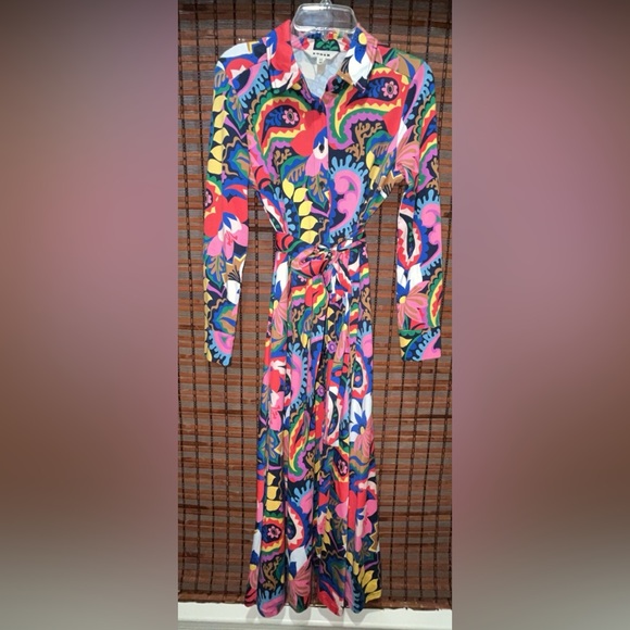 Women’s Biden Marcia Jersey Midi Shirt Long‎ Sleeve Dress Size 4P